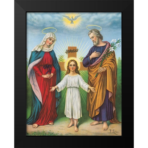 JESUS, MARIA, JOSEPH Black Modern Wood Framed Art Print by Anonymous