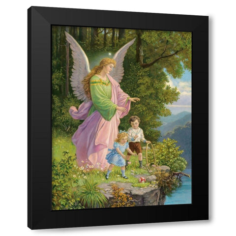 HL. SCHUTZENGEL Black Modern Wood Framed Art Print by Anonymous