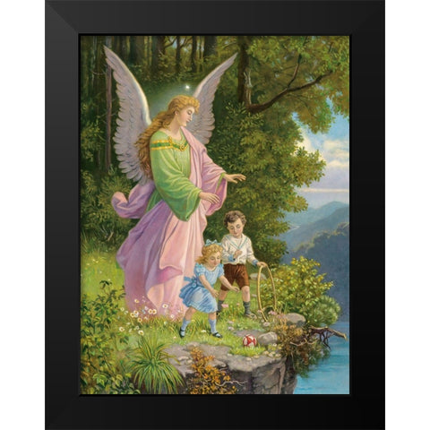 HL. SCHUTZENGEL Black Modern Wood Framed Art Print by Anonymous