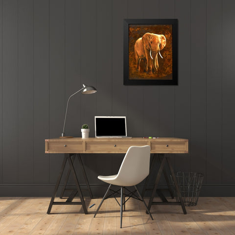 Elephant 01 Black Modern Wood Framed Art Print by Chamard, Jean-Marc