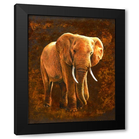 Elephant 01 Black Modern Wood Framed Art Print by Chamard, Jean-Marc