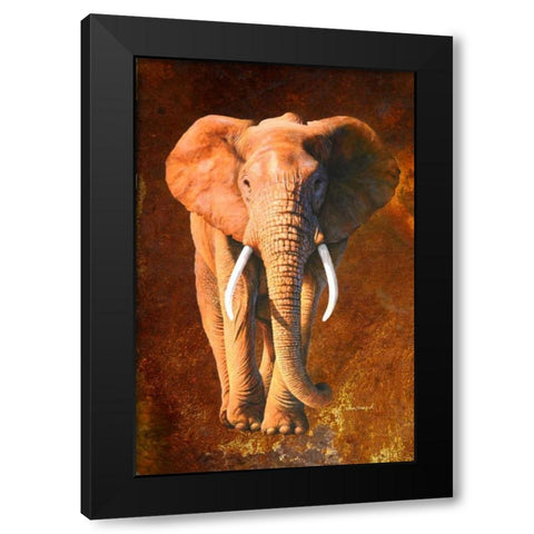 Elephant 02 Black Modern Wood Framed Art Print by Chamard, Jean-Marc