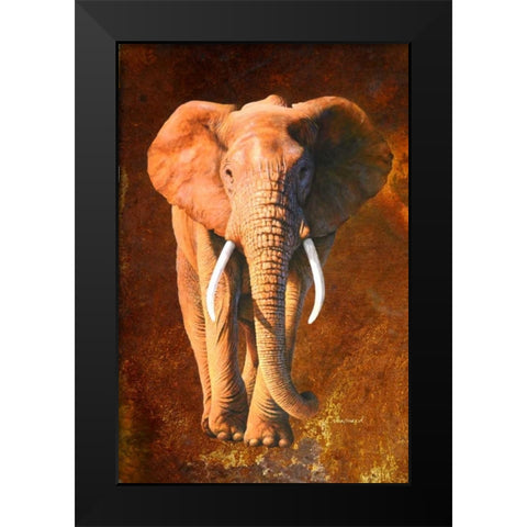 Elephant 02 Black Modern Wood Framed Art Print by Chamard, Jean-Marc