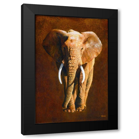 Elephant 04 Black Modern Wood Framed Art Print by Chamard, Jean-Marc