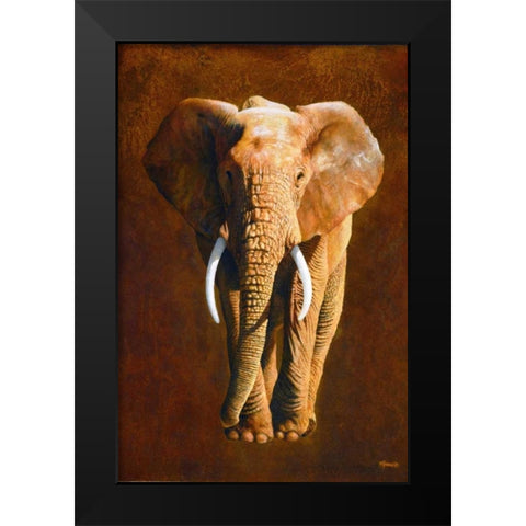 Elephant 04 Black Modern Wood Framed Art Print by Chamard, Jean-Marc