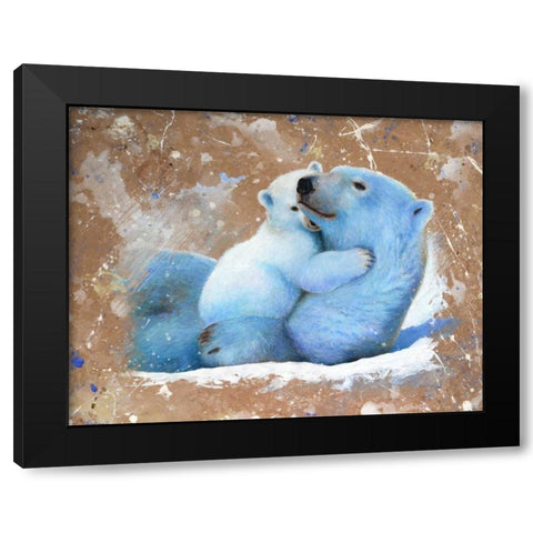 Polar bear with cub 02 Black Modern Wood Framed Art Print by Chamard, Jean-Marc