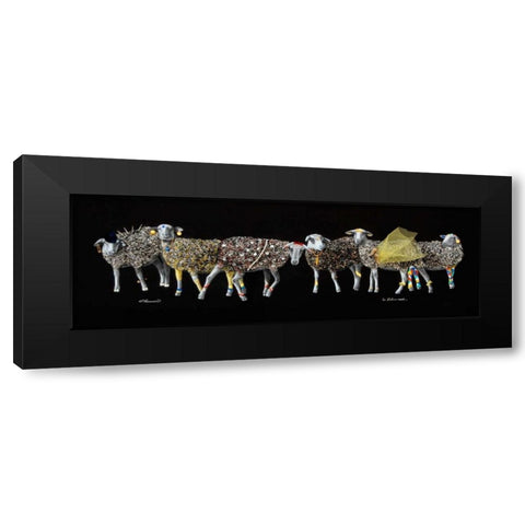 Sheep 01 Black Modern Wood Framed Art Print by Chamard, Jean-Marc