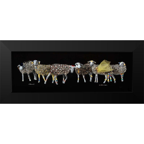 Sheep 01 Black Modern Wood Framed Art Print by Chamard, Jean-Marc