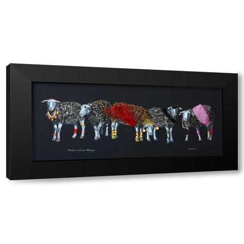 Sheep 02 Black Modern Wood Framed Art Print by Chamard, Jean-Marc