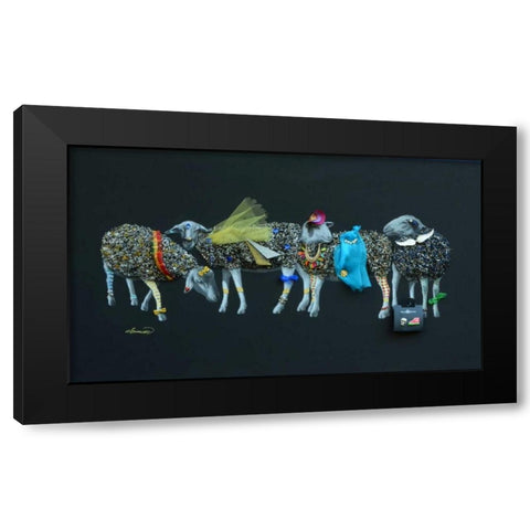 Sheep 03 Black Modern Wood Framed Art Print by Chamard, Jean-Marc