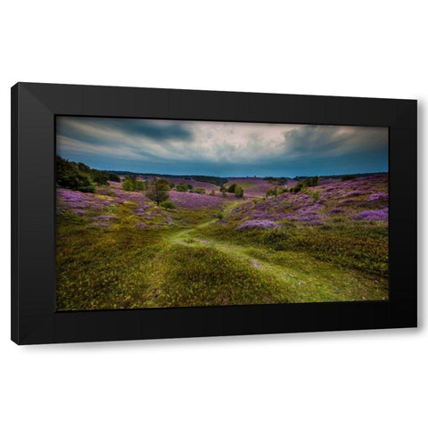 Landscape in purple Black Modern Wood Framed Art Print by Henk van Gog