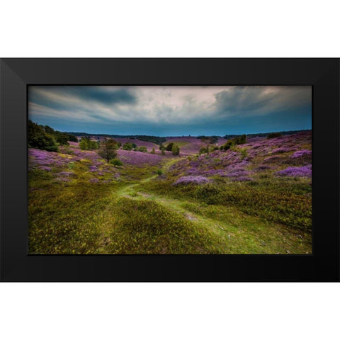 Landscape in purple Black Modern Wood Framed Art Print by Henk van Gog
