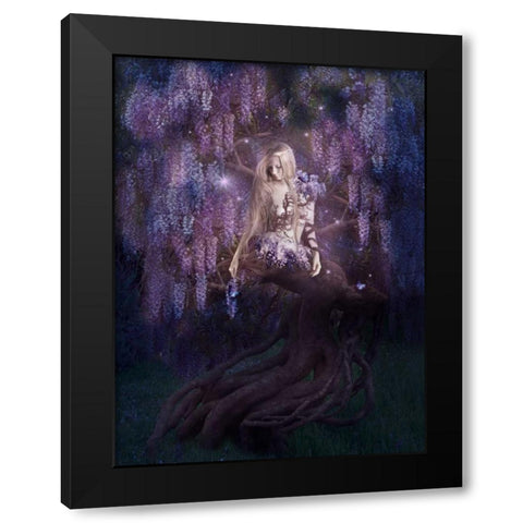 Wisteria Black Modern Wood Framed Art Print by Babette