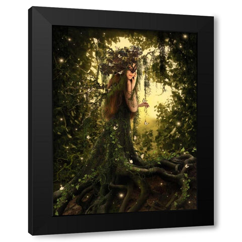 Tree Collection 1 Black Modern Wood Framed Art Print by Babette