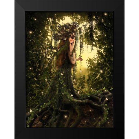 Tree Collection 1 Black Modern Wood Framed Art Print by Babette