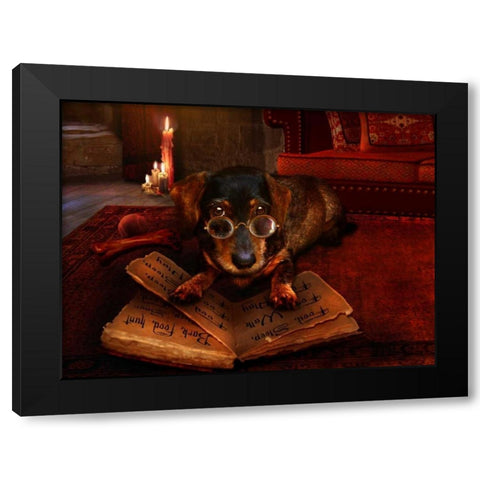 The book of Dogtalk Black Modern Wood Framed Art Print by Babette