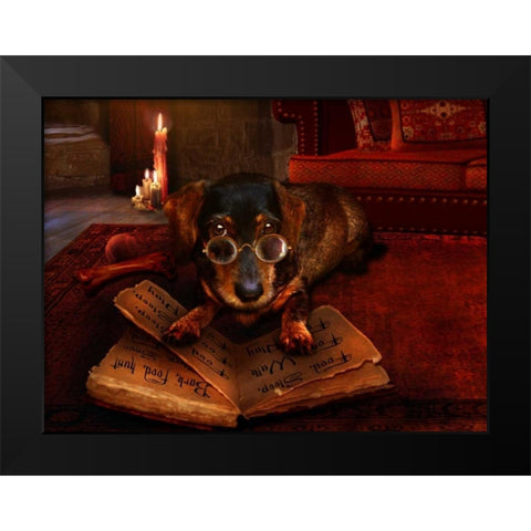 The book of Dogtalk Black Modern Wood Framed Art Print by Babette