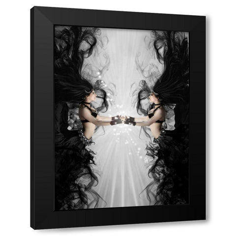 The bellydancers white Black Modern Wood Framed Art Print by Babette