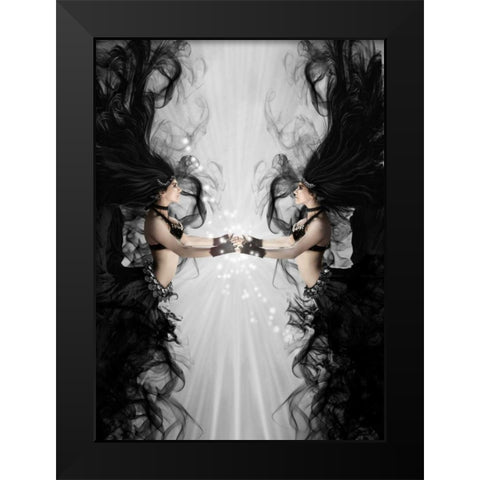 The bellydancers white Black Modern Wood Framed Art Print by Babette