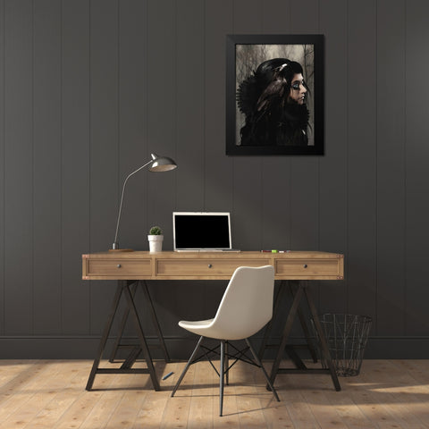 Wisdom black Black Modern Wood Framed Art Print by Babette