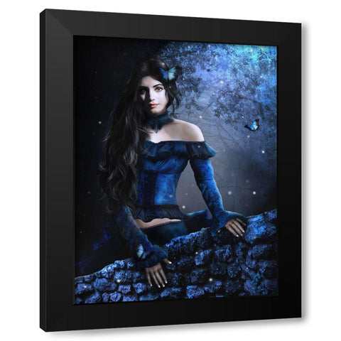 Blauw Black Modern Wood Framed Art Print with Double Matting by Babette