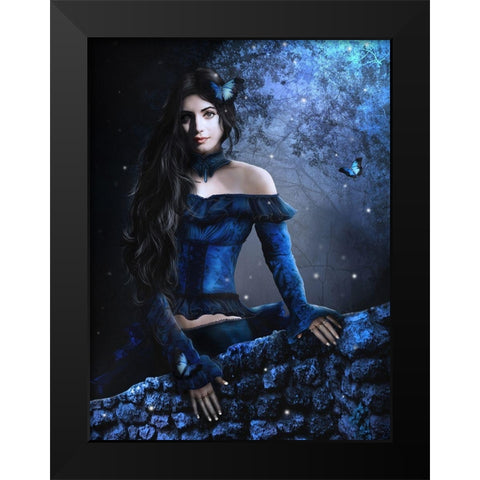 Blauw Black Modern Wood Framed Art Print by Babette