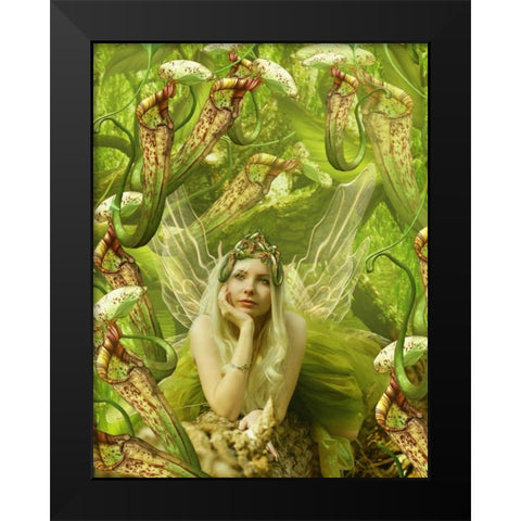 Fairy 22 Black Modern Wood Framed Art Print by Babette