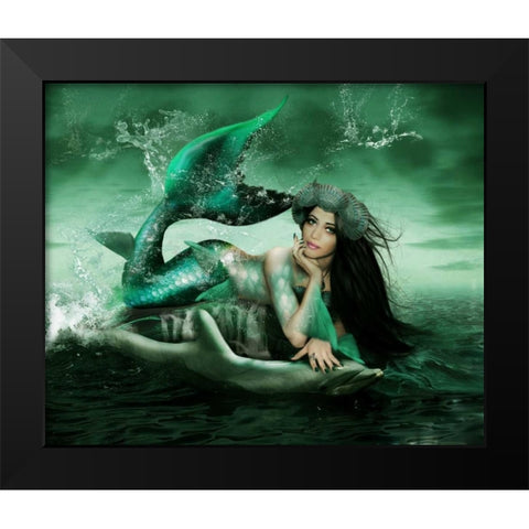 Splash Black Modern Wood Framed Art Print by Babette