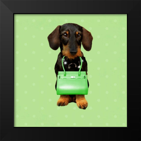 Teckel Green Black Modern Wood Framed Art Print by Babette