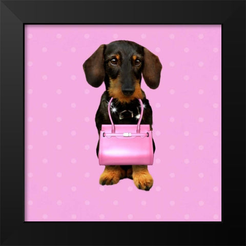 Teckel Rose Black Modern Wood Framed Art Print by Babette