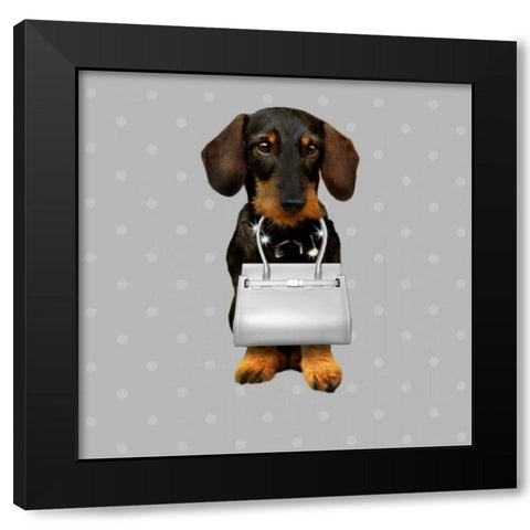 Teckel Silver Black Modern Wood Framed Art Print by Babette