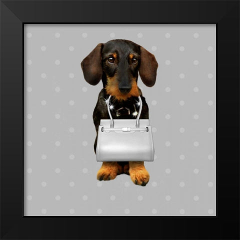 Teckel Silver Black Modern Wood Framed Art Print by Babette