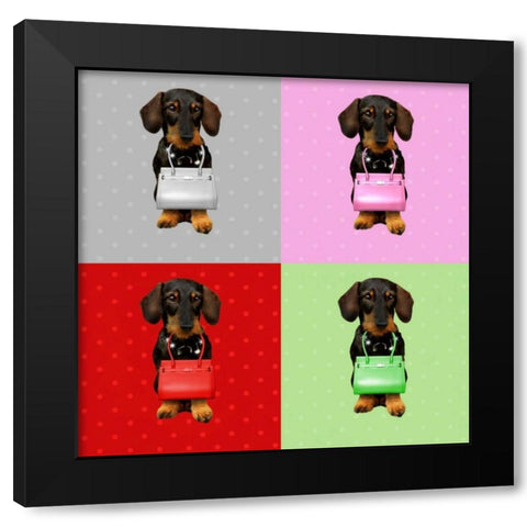 Teckel Board Black Modern Wood Framed Art Print by Babette