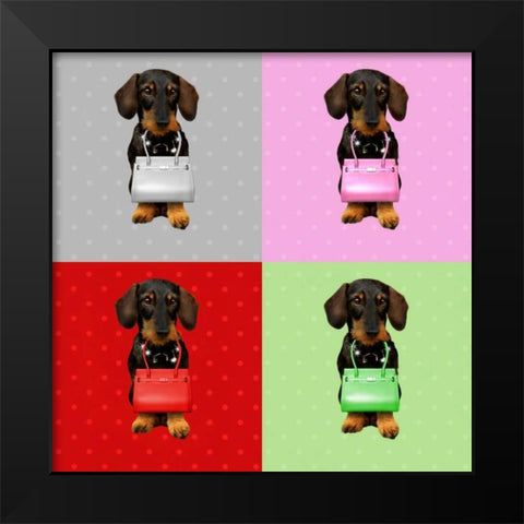 Teckel Board Black Modern Wood Framed Art Print by Babette