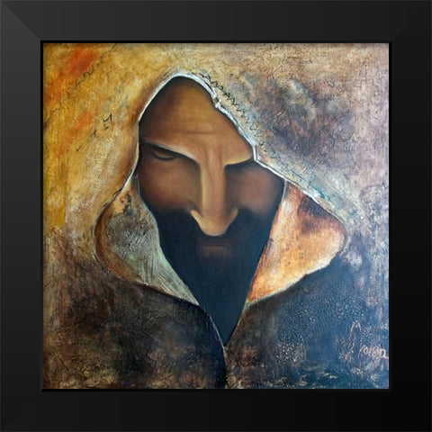 Rosto Jesus Black Modern Wood Framed Art Print by Herrera, Leticia