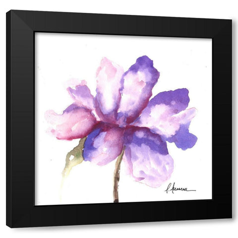 Flor Morada Black Modern Wood Framed Art Print by Herrera, Leticia