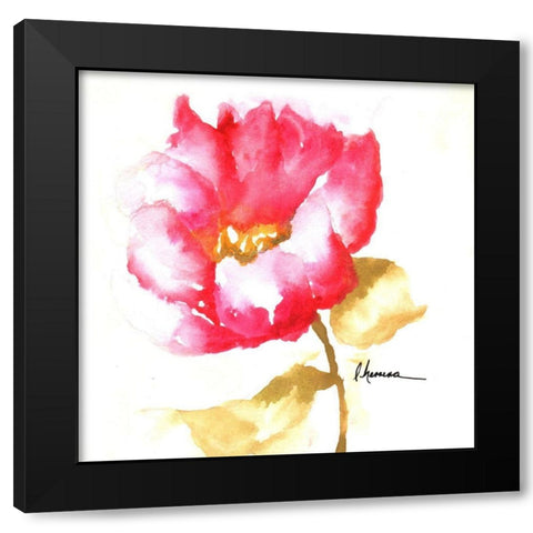 Flor Amapola Black Modern Wood Framed Art Print with Double Matting by Herrera, Leticia