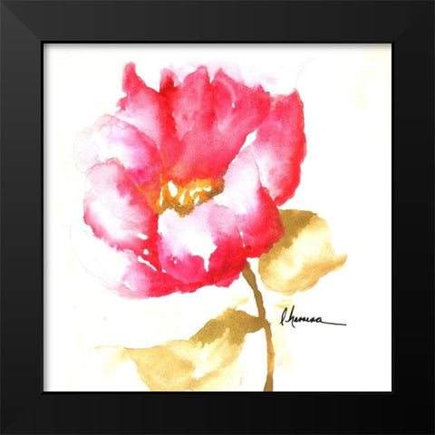 Flor Amapola Black Modern Wood Framed Art Print by Herrera, Leticia