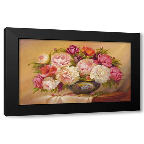 Colorful Roses Black Modern Wood Framed Art Print with Double Matting by Dvoretskiy, Petrovich