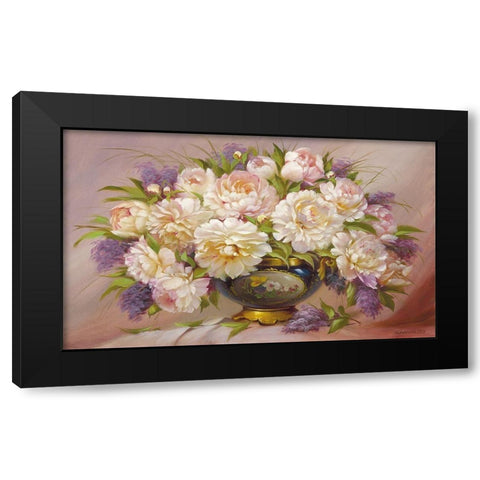 Roses and Lilacs Black Modern Wood Framed Art Print with Double Matting by Dvoretskiy, Petrovich