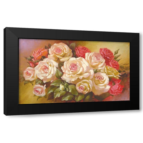 Glamour Roses Black Modern Wood Framed Art Print with Double Matting by Dvoretskiy, Petrovich