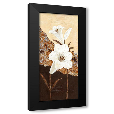 White Oriental Lilies Black Modern Wood Framed Art Print by Ancilotti, Claudia