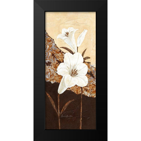 White Oriental Lilies Black Modern Wood Framed Art Print by Ancilotti, Claudia
