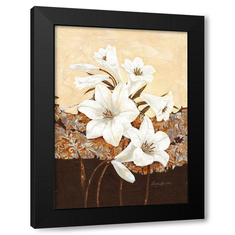 Oriental Lilies Black Modern Wood Framed Art Print with Double Matting by Ancilotti, Claudia