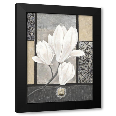 White Magnolia Black Modern Wood Framed Art Print by Ancilotti, Claudia