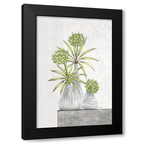 Green Pearls Black Modern Wood Framed Art Print by Ancilotti, Claudia