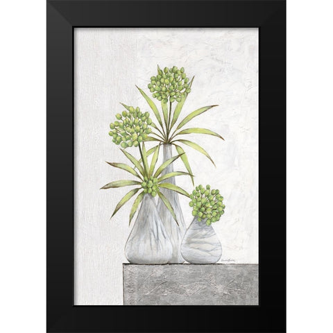 Green Pearls Black Modern Wood Framed Art Print by Ancilotti, Claudia