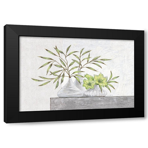 Green Lilies Black Modern Wood Framed Art Print with Double Matting by Ancilotti, Claudia