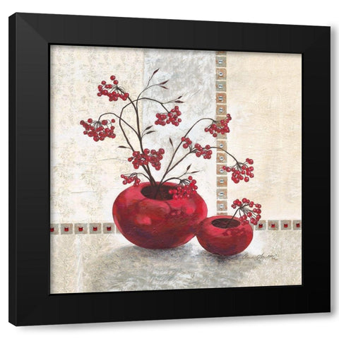 Red Berries Black Modern Wood Framed Art Print by Ancilotti, Claudia