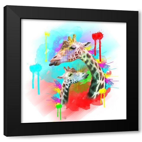 Giraffe 1 Black Modern Wood Framed Art Print with Double Matting by Henk van Gog